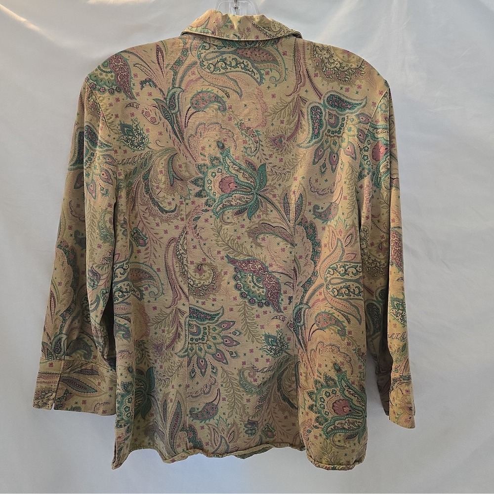 Vtg Tianello Tencel Blend Art-to-wear Button-Up Suzy Blouse Paisley Boho-chic M - Picture 6 of 13